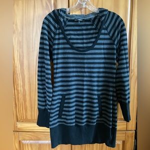 90s Vintage Express Long Sleeve Tunic,Black/Grey Small